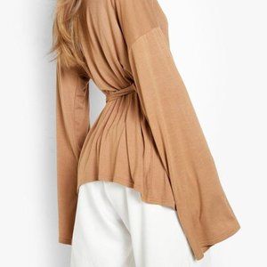 BOOHOO Belted Jersey Kimono Wrap Top Sexy